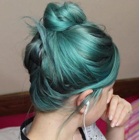 turquoise bun short hair buns