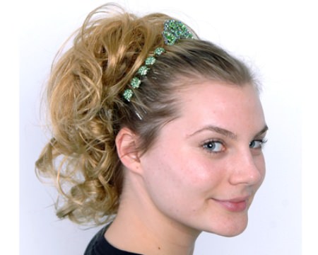 wavy ponytails with a sparkling headband