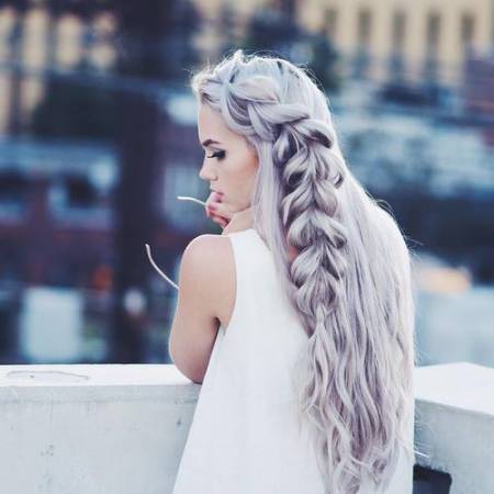 wide surface braid in silver Long Straight Hairstyles and Haircuts