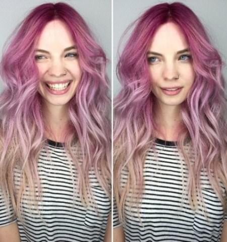 Ashy Pink for a goddess pink ombre hairstyles