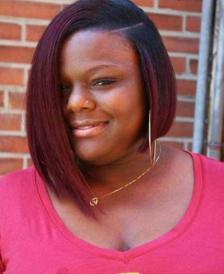 Asymmetrical red bob weave hairstyles for black women