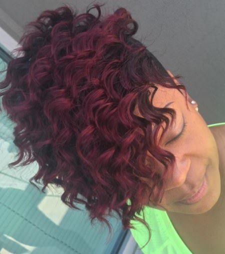 Cherry red ringlest weave hairstyles for black women