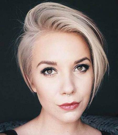 Ear level blonde long pixie hairstyles