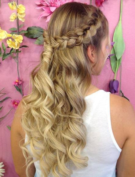 Elegant curls with braid braided hairstyles