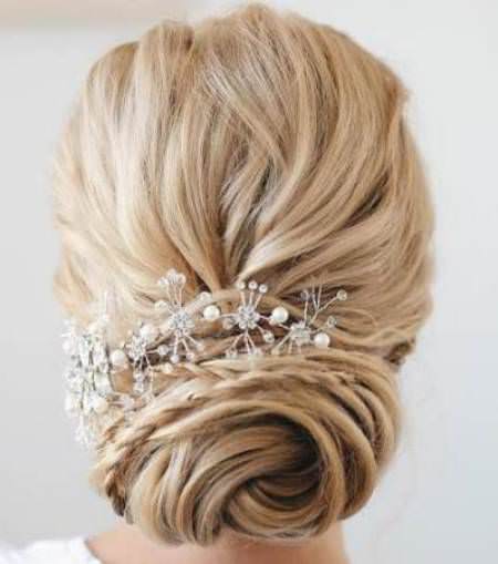 French twist updo with baby’s breath wedding hair updos for elegant brides