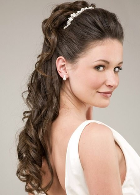 Gorgeous half up half down long hair wedding curly hairstyles