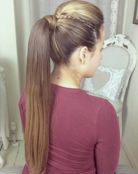 Long Elegant Ponytail french braid ponytails