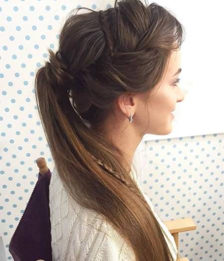 Regal Braided Up-Do french braid ponytails
