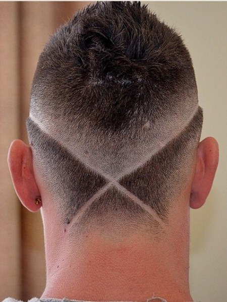 Short hair with geometric pattern mohawk hairstyles for men