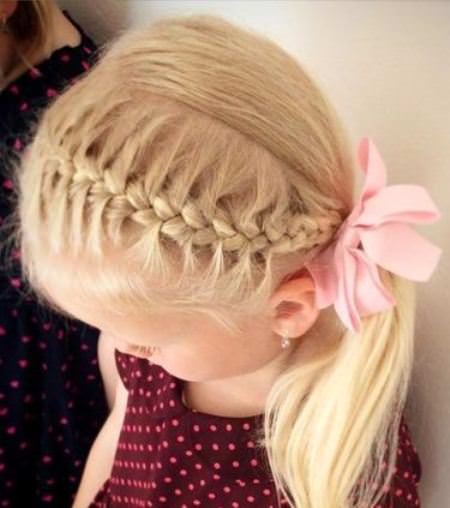 Side ponytail with french braid toddler girl hairstyles