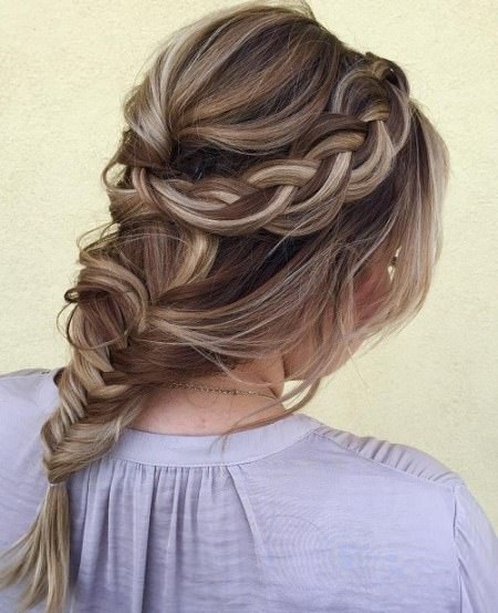Two tone braided updo braided head band hairstyles