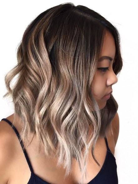 balayage lob with curls bobs for round faces