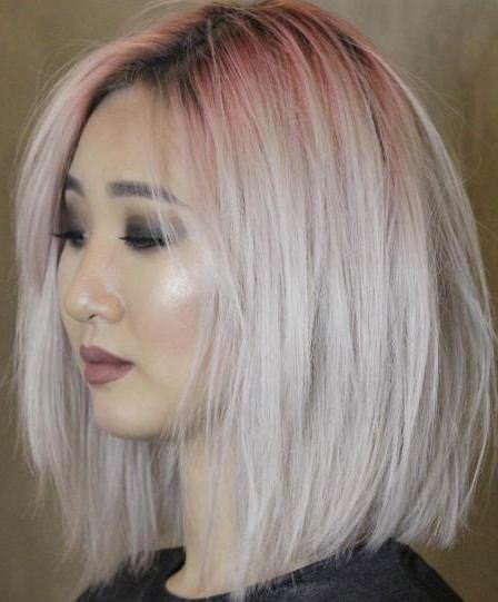 bleached bob with red root shadow bobs for round faces