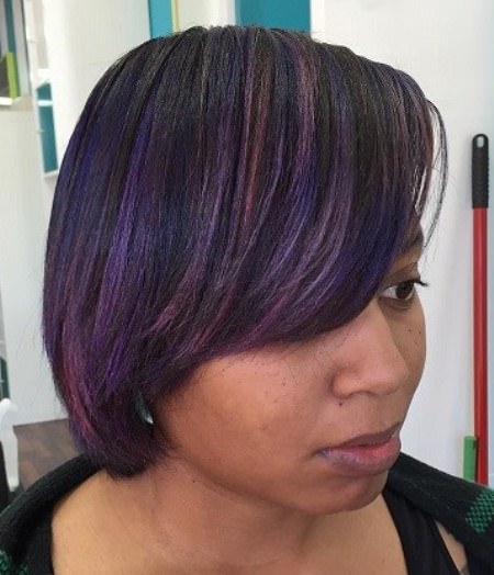 colorful highlights short weave hairstyles