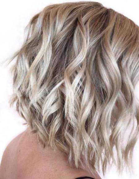 curly angled bob blonde bobs for women