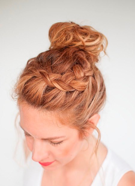curly braided top knot braided bun hairstyles