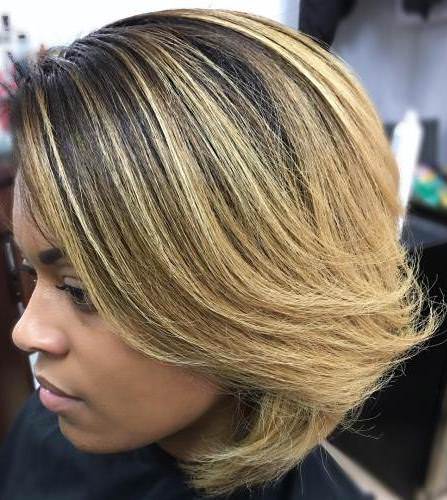 dark and light contrasting blonde bobs for women