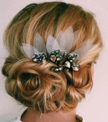 embellish caramel blonde chignon wedding hair updos for elegant brides