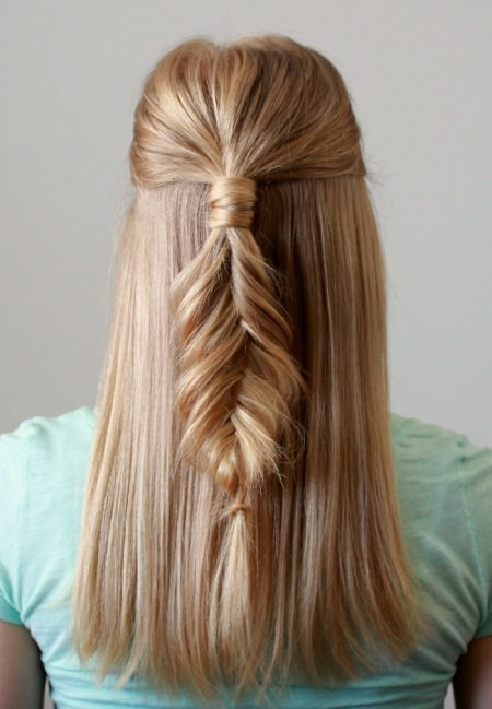 half up fishtail half braided hairstyles