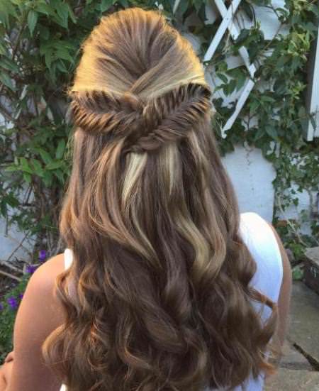 half up ponytail fishtail updo braided hairstyles