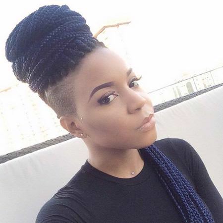 high bun with shaved sides senegalese twists for black women