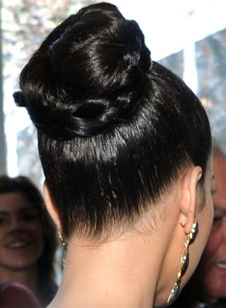 high polished bun with braided wrap ideas for brides