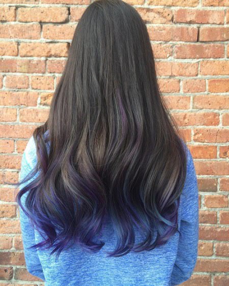 indigo tips for brunttes blue ombre hairstyles for women