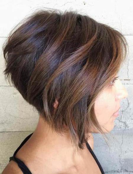 inverted bob with brown highlights short layered hairstyles