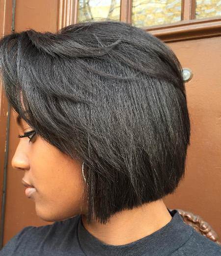 layered bangs with natural hair short bob hairstyles