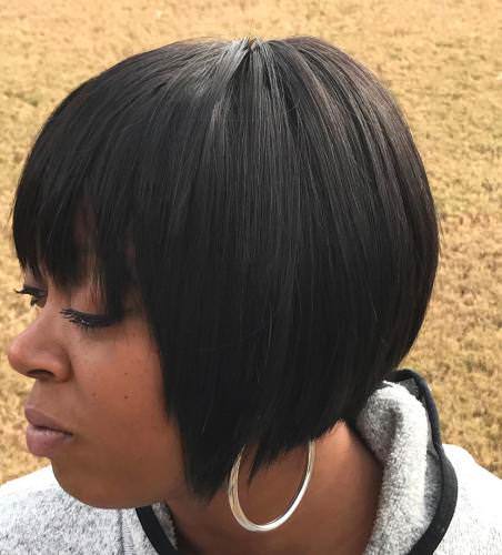 layered bob with bangs weave hairstyles for black women