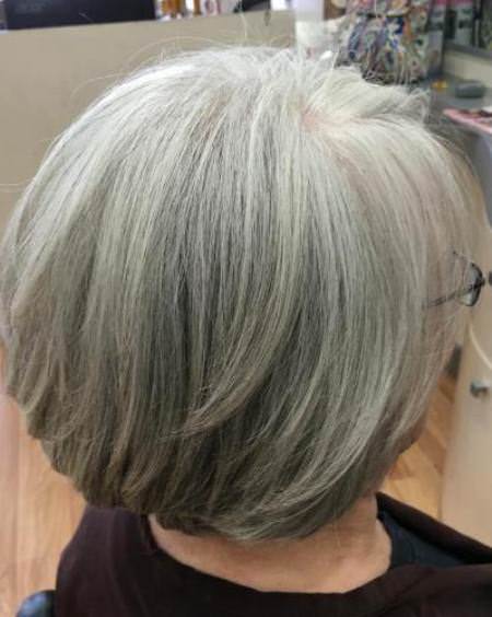 layered salt and pepper bob different hairstyles for gray hair