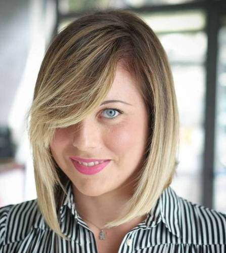 lob with sweeping bangs blonde bobs for women