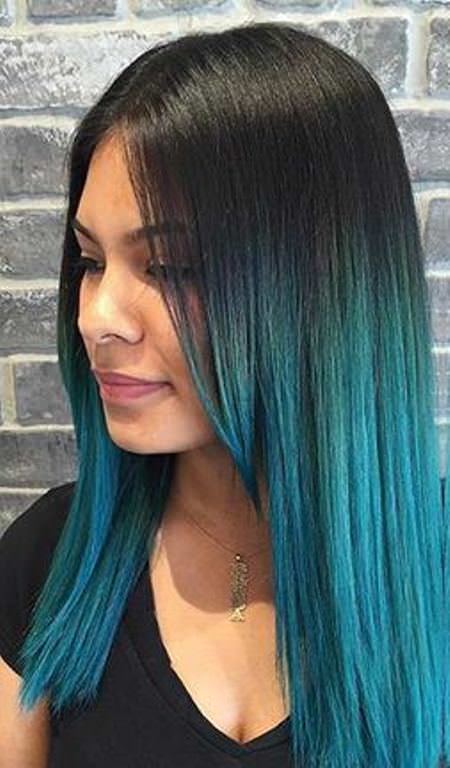 raven hair with turquoise ombre blue ombre hairstyles for women