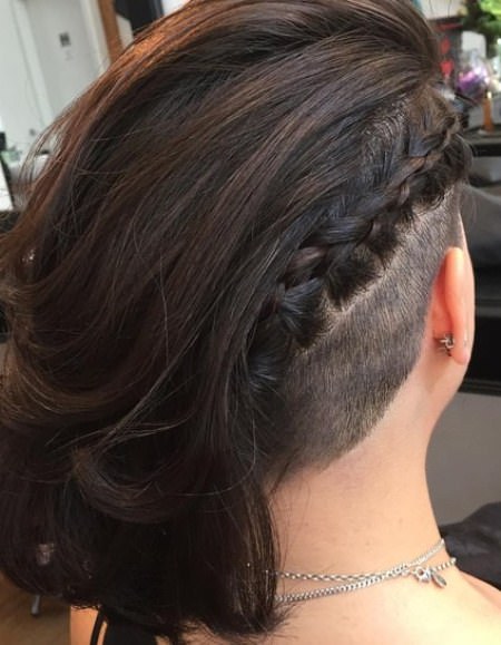 shaved with diagonal braid short under cut hairstyles