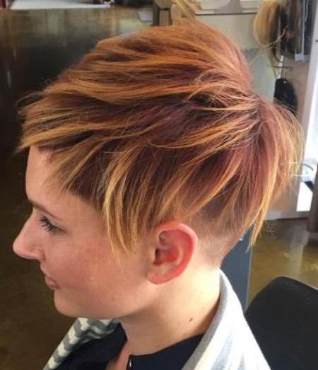 short red and blonde undercut balayage short hair looks