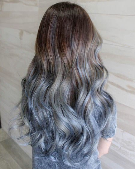 silver blue fox blue ombre hairstyles for women