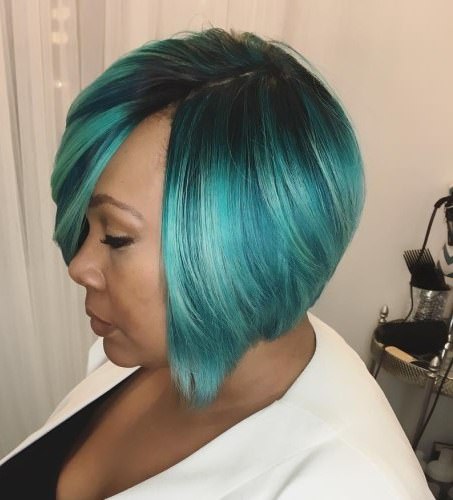stacked teal weave hairstyles for black women