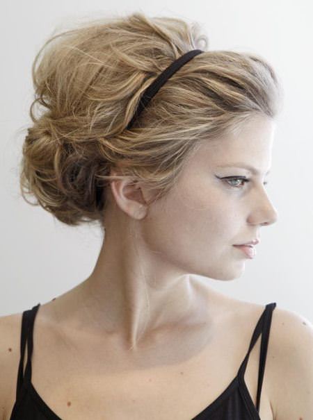 teased updo with cute headband updos for women