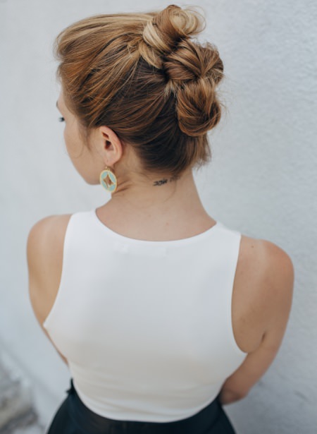 tripple stacked bun updos for long hair