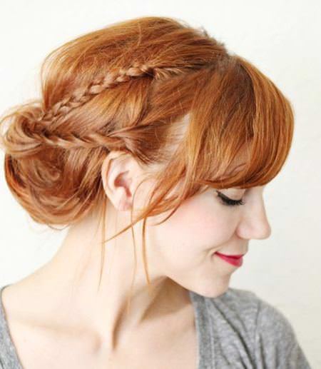 tucked messy updo with a braid and twist braided hairstyles