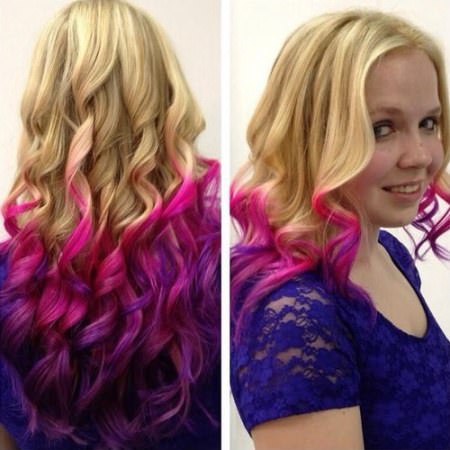 wavy blonde to exciting pink pink ombre hairstyles