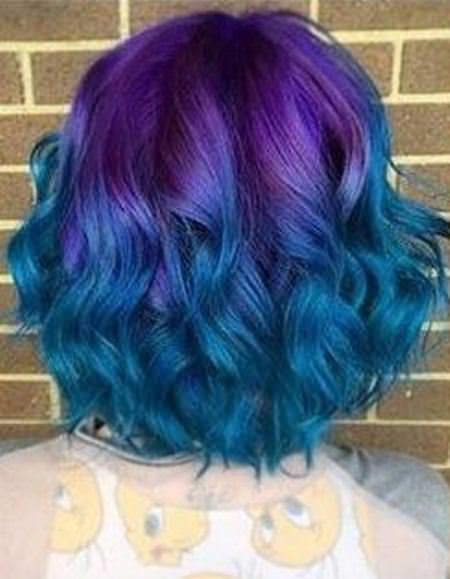 wavy two toned bob blue ombre hairstyles for women