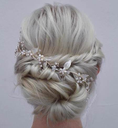 white blonde twisted hairdo wedding hair updos for elegant brides