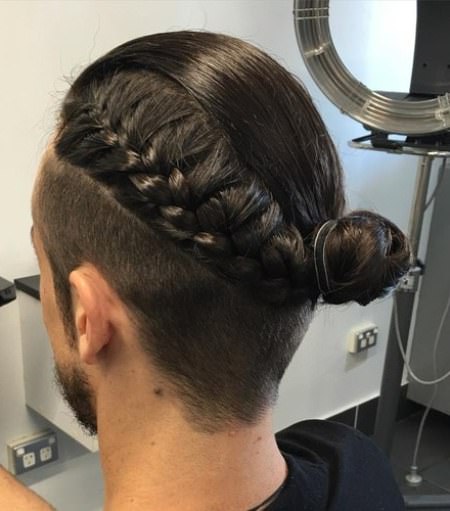 Braided bun with ribbons braids for men
