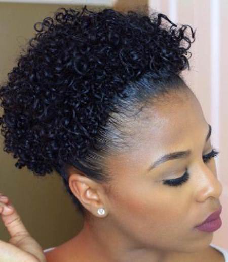 Curly Afro puff with perfect edges Natural hairstyles for African American women