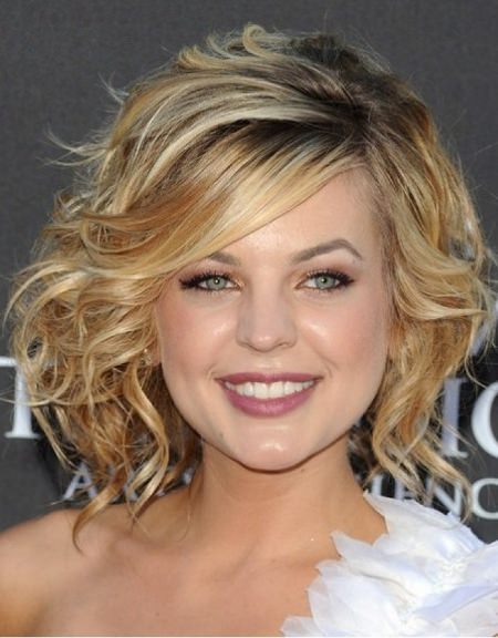 Curly bob medium hairstyles for round face