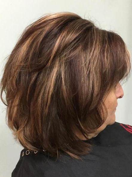 Highlighted brown hairstyles and haircuts for women over 60