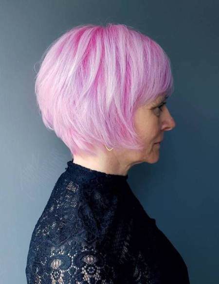 Pink hairod with fringe hairstyle hairstyles and haircuts for women over 60