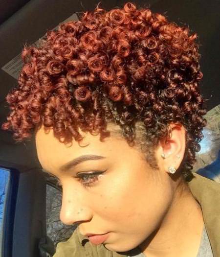 Short red curls Natural hairstyles for African American women