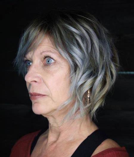 Silver side swoop hairstyles and haircuts for women over 60